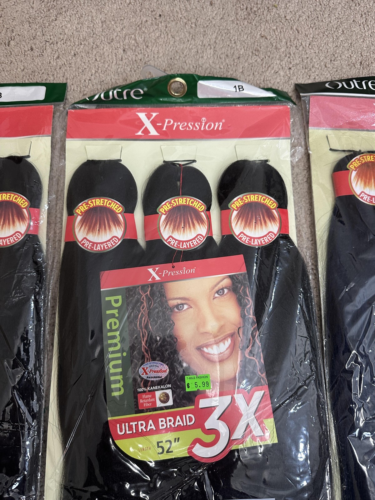 Outre X-Pression 3X Pre-Stretched 52 Braid Extensions 4 Pack Black Blue Purple