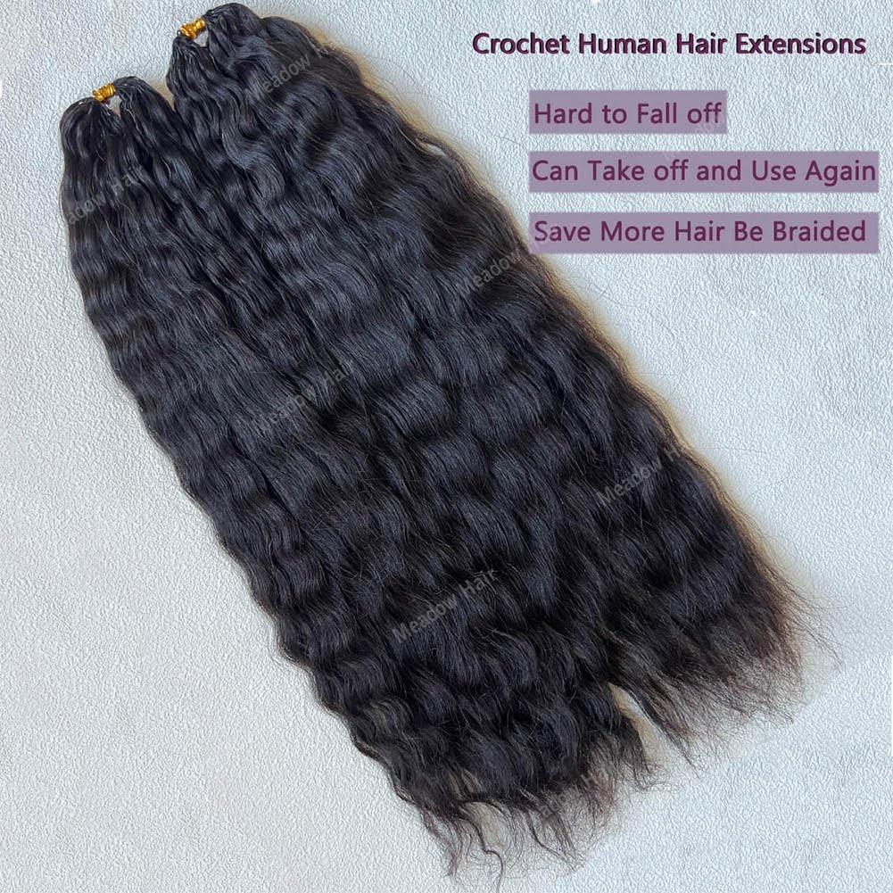 Knotless Crochet Human Hair Braids Extensions Pre Separated Feather Hair Wet and