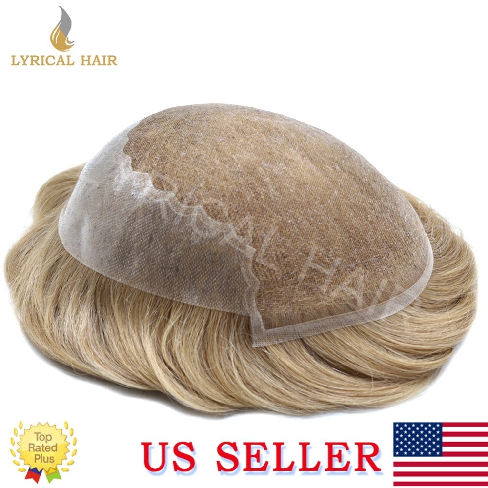 Lyrical Hair French Lace Front Mens Toupee Human Hair PU Skin Base Hair System