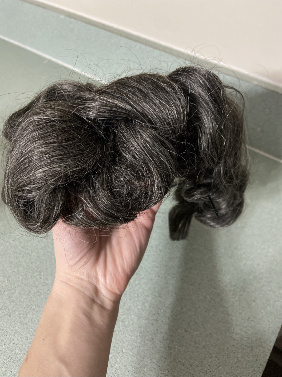 Vintage Gray Synthetic Wig Bouffant Style Venicelon Korea Theater Costume