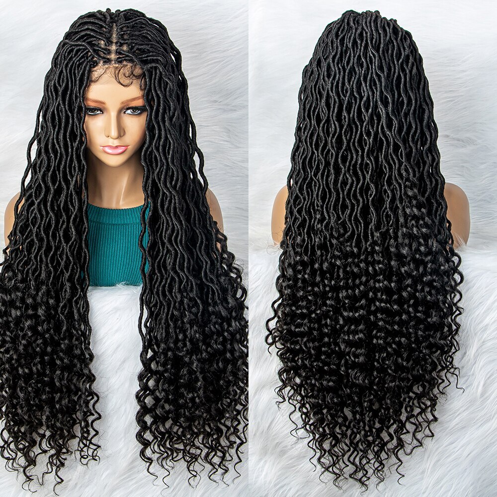 32″ Synthetic Lace Front Wig Braided Wigs Braid With Baby Hair Braided Curly