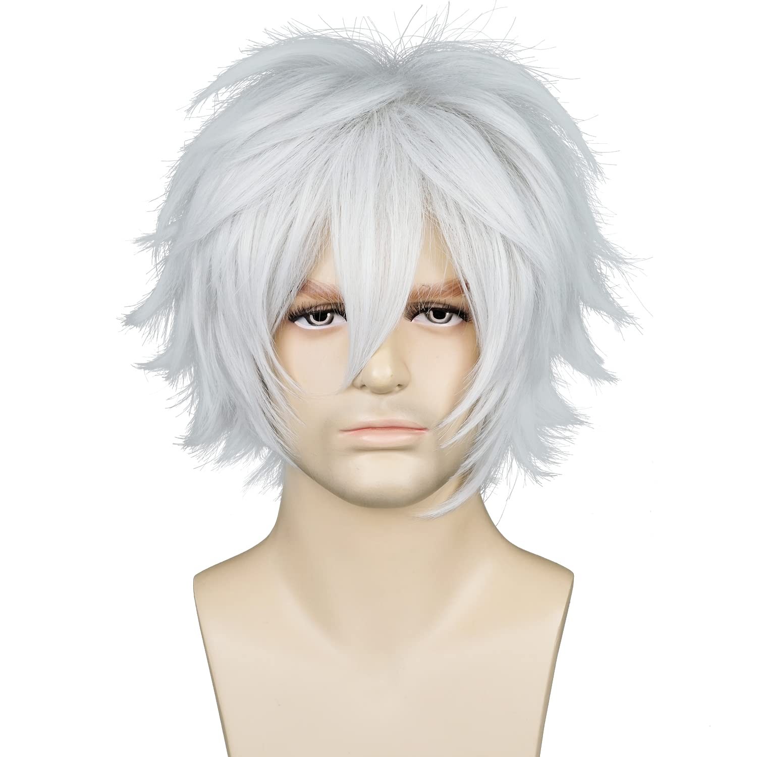 Short Fluffy Straight Wig, Silver White, Unisex, Men, Women, One Size, Cosplay