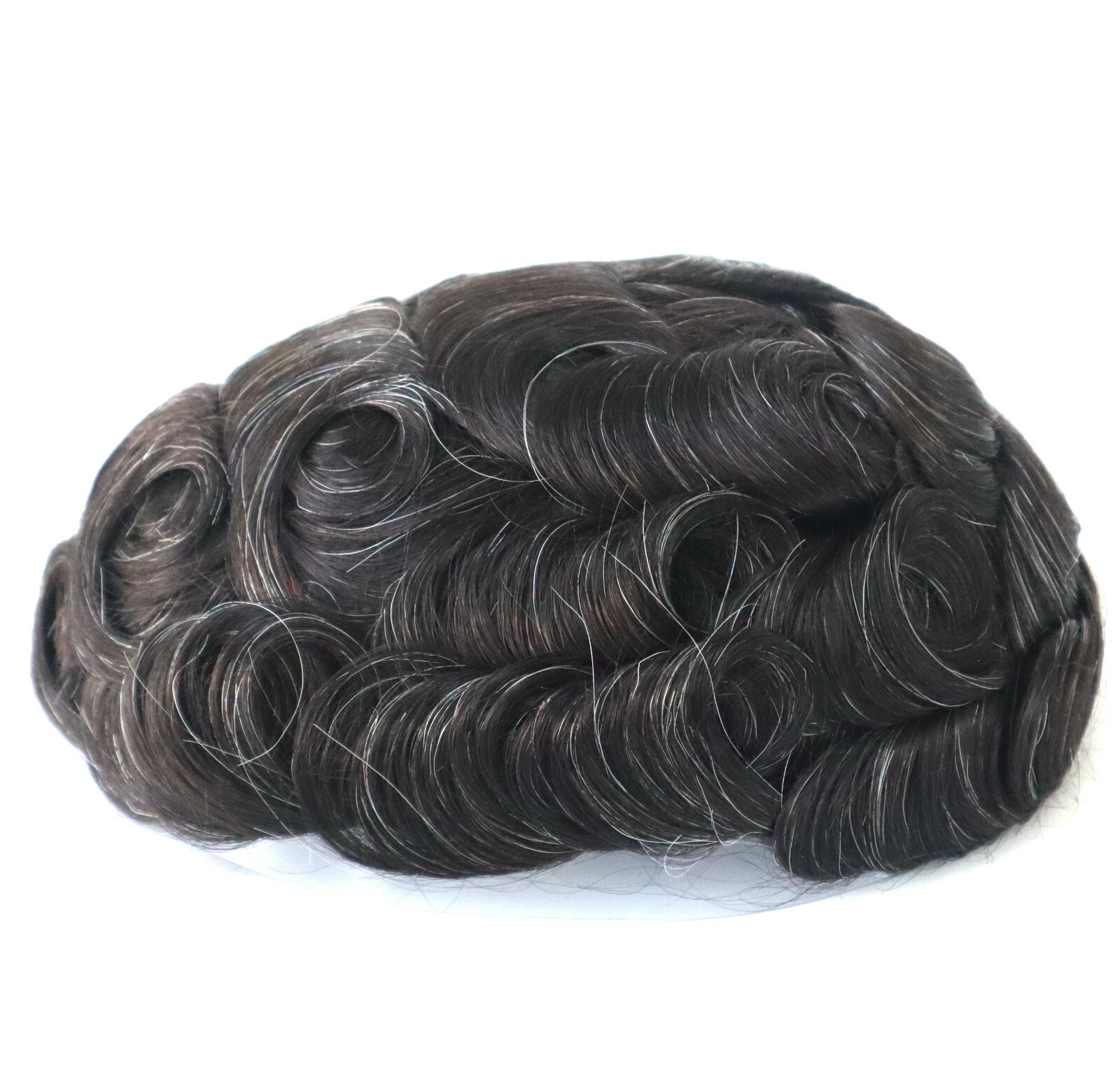 Mens Human Hair Replecement System Poly Skin Toupee V Looped Hair Pieces 8×10