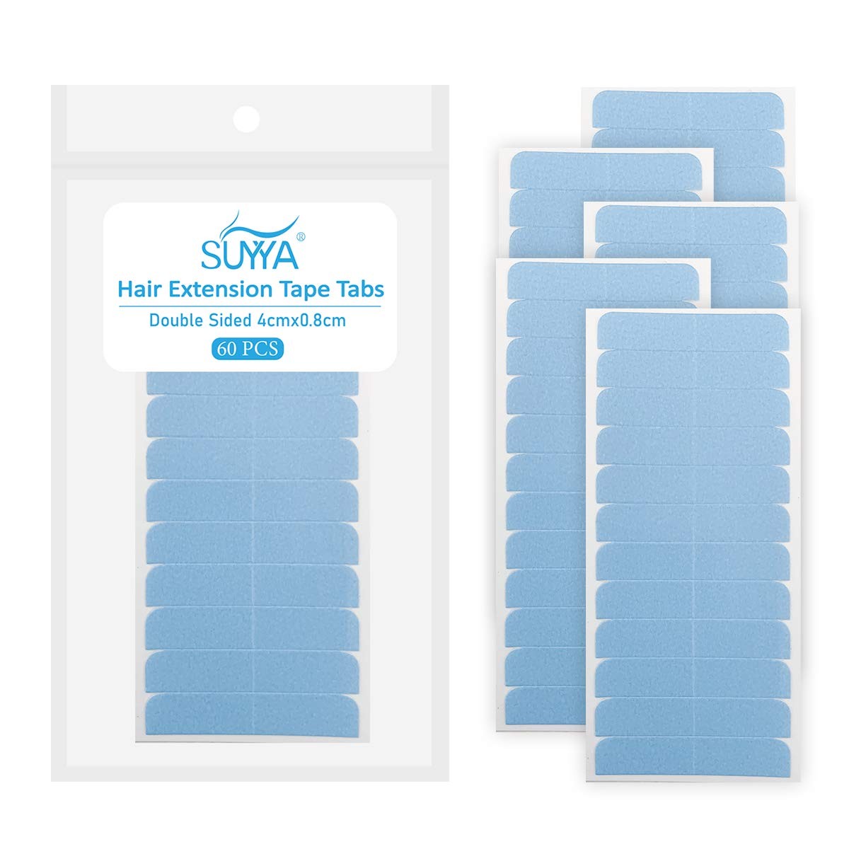 SUYYA 60 Pieces Hair Extension Tape Tabs Double Sided Extension Tapes for Rep…