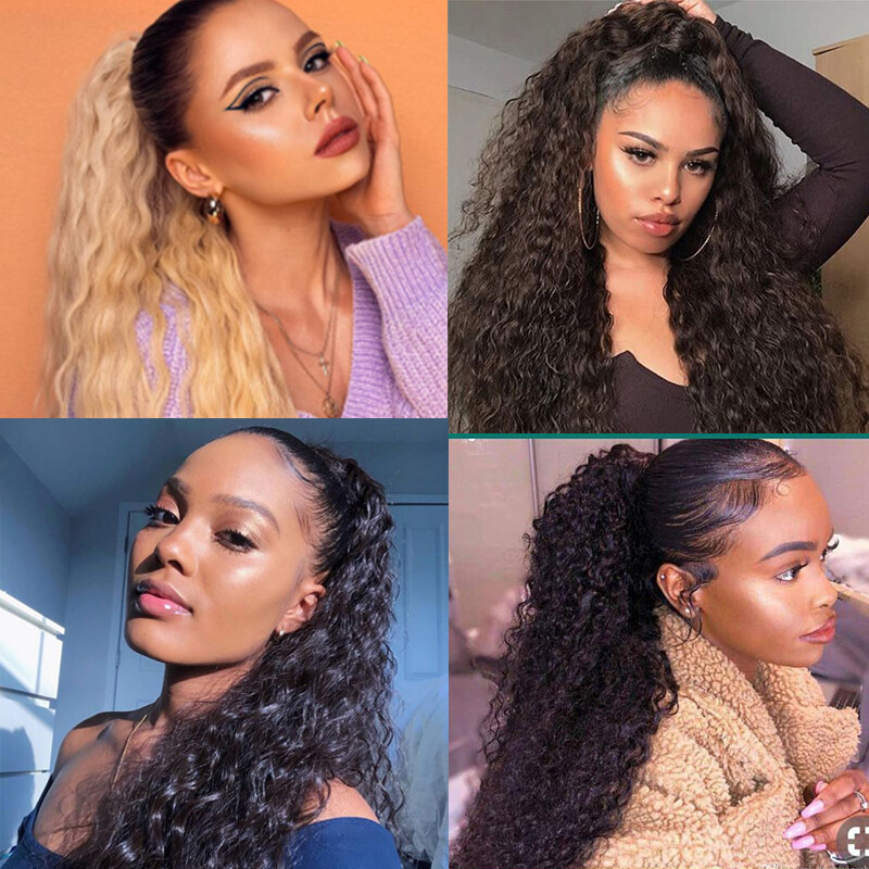 High Puff Kinky Curly Claw Ponytail Clip In Hair Extension Pony Tail For Human