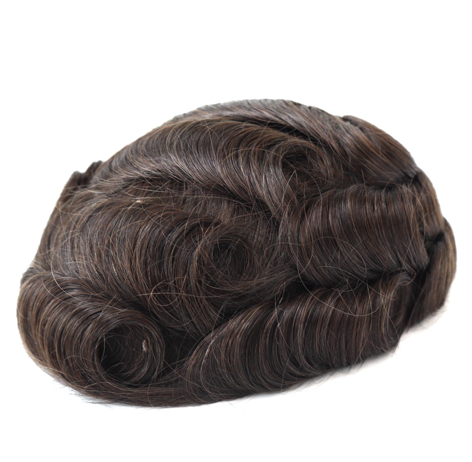 Mens Toupee Hair Replacement Hairpiece V-Loop Super Thin Skin Human Hair Systems