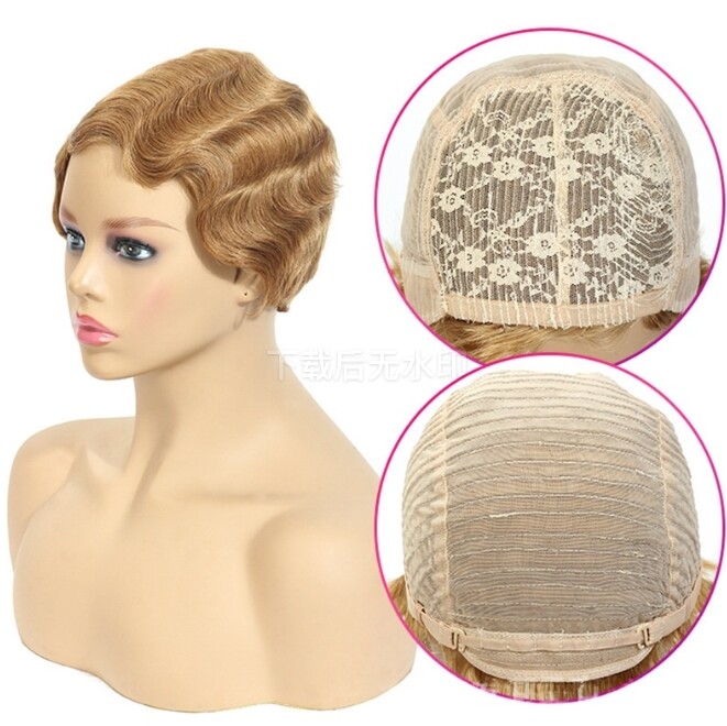 Short Mommy Pixie Cut Finger Wave Human Hair Wigs Brazilian Human Hair Wig