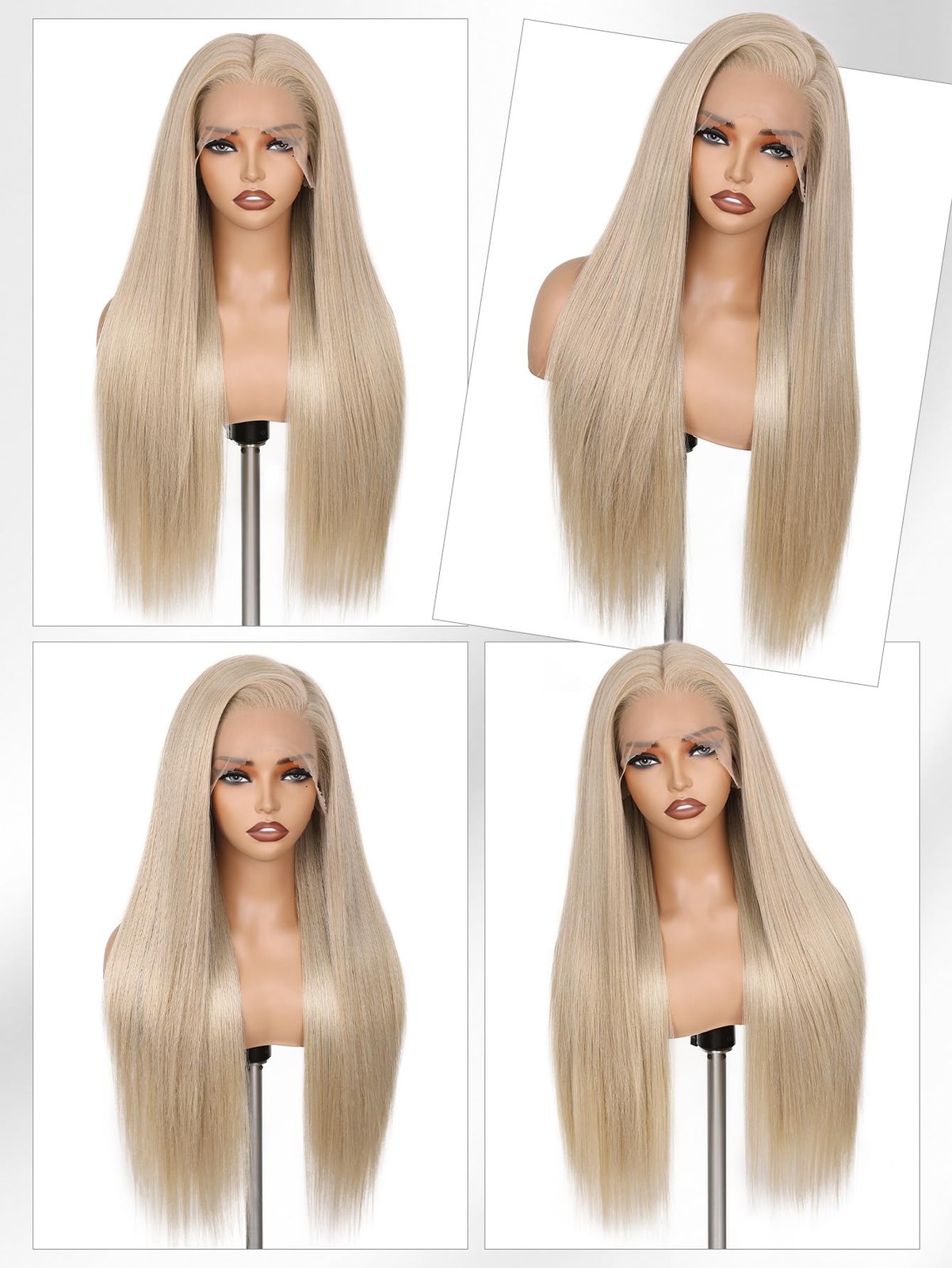 Wignee 13X6 Synthetic Lace Front Wig 28 Ash Blonde Wig Pre-Plucked Handmade