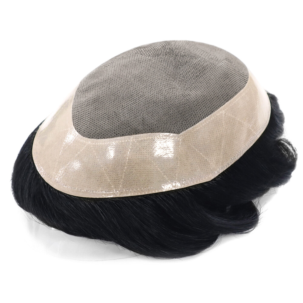 Mens Toupee Hair Pieces Mono PU Soft Medium 130% Hair Replecement System Toupees