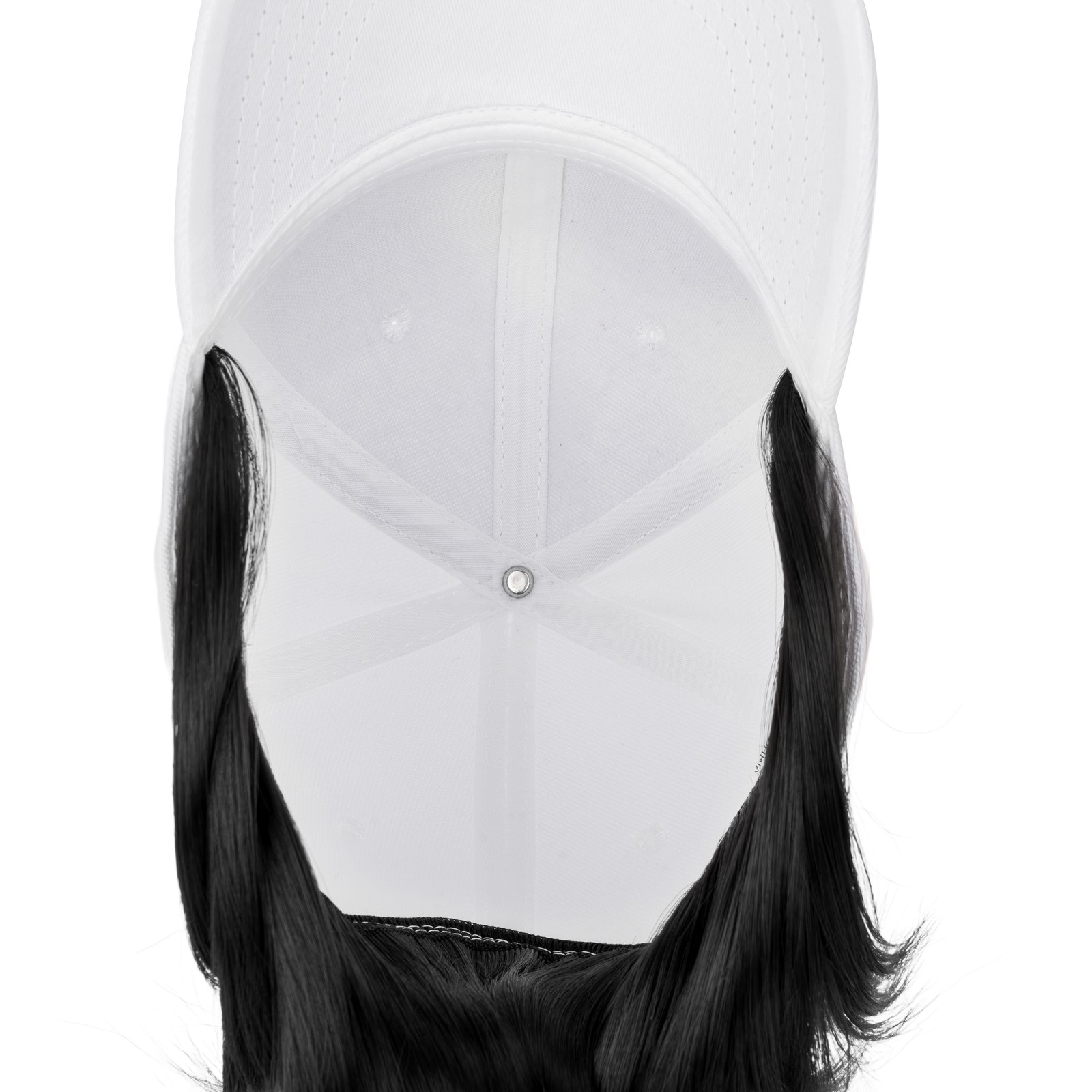 Instant Style Straight Cap Wig Adjustable White Baseball Hat Attached Hair