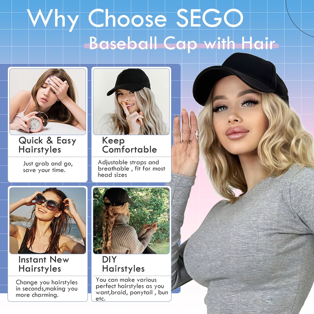 Denim Baseball Cap Hat Wig Hairpiece with Short Curly Casual Daily Wear Dating