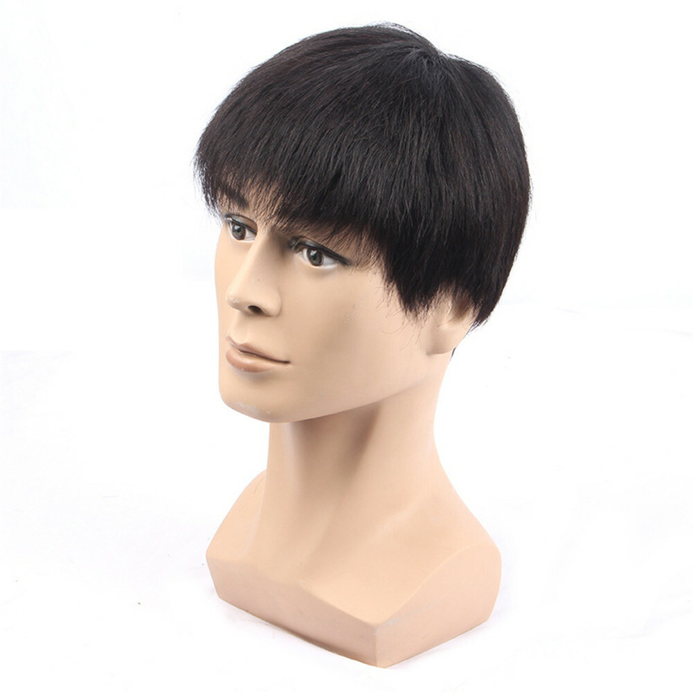 Top 100% Natural Hair Short Full Hand-made Wig Genuine Men Hairpiece Toupee Wig