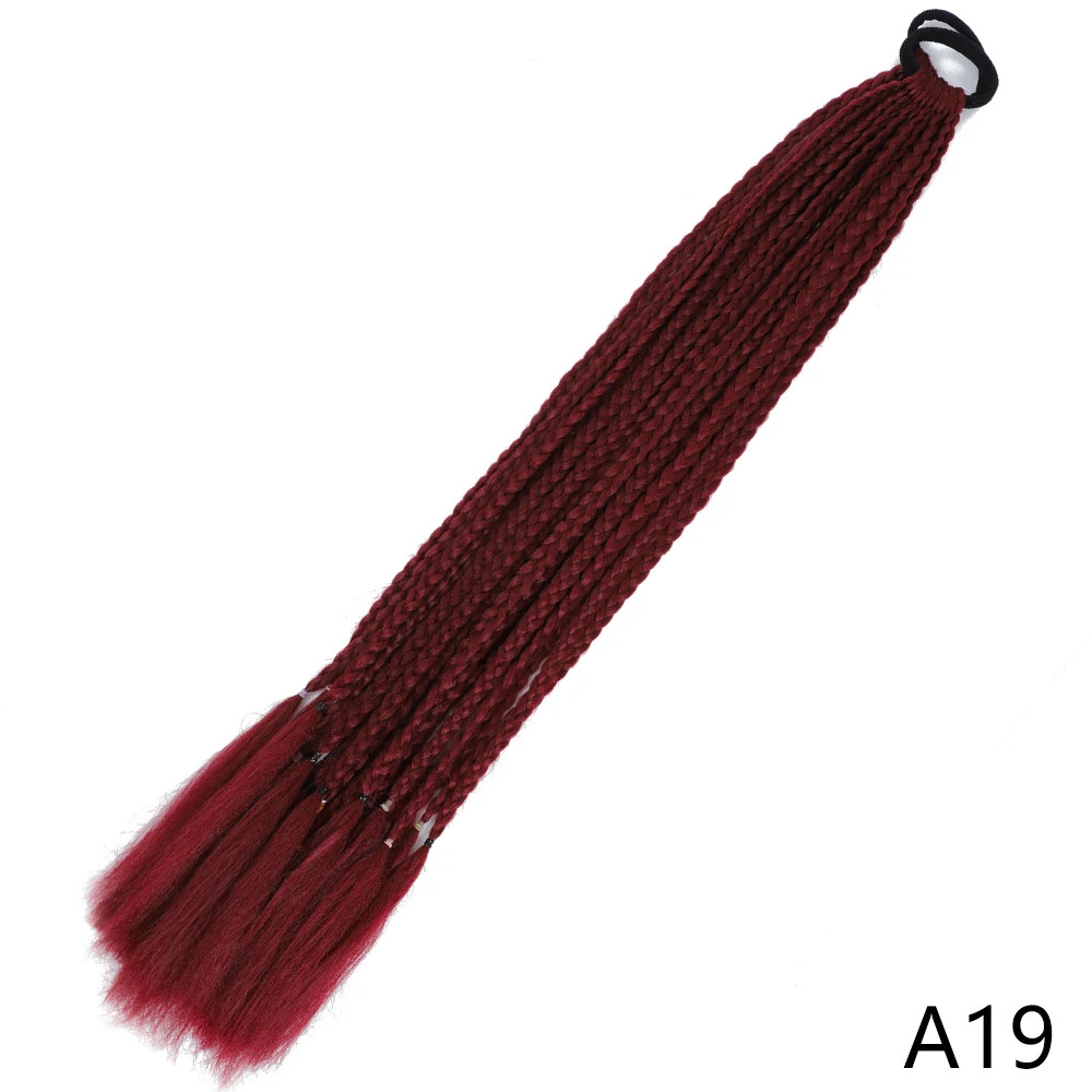 60CM Synthetic Gradient Color Dirty Braided Ponytail Hair Extensions For Girls