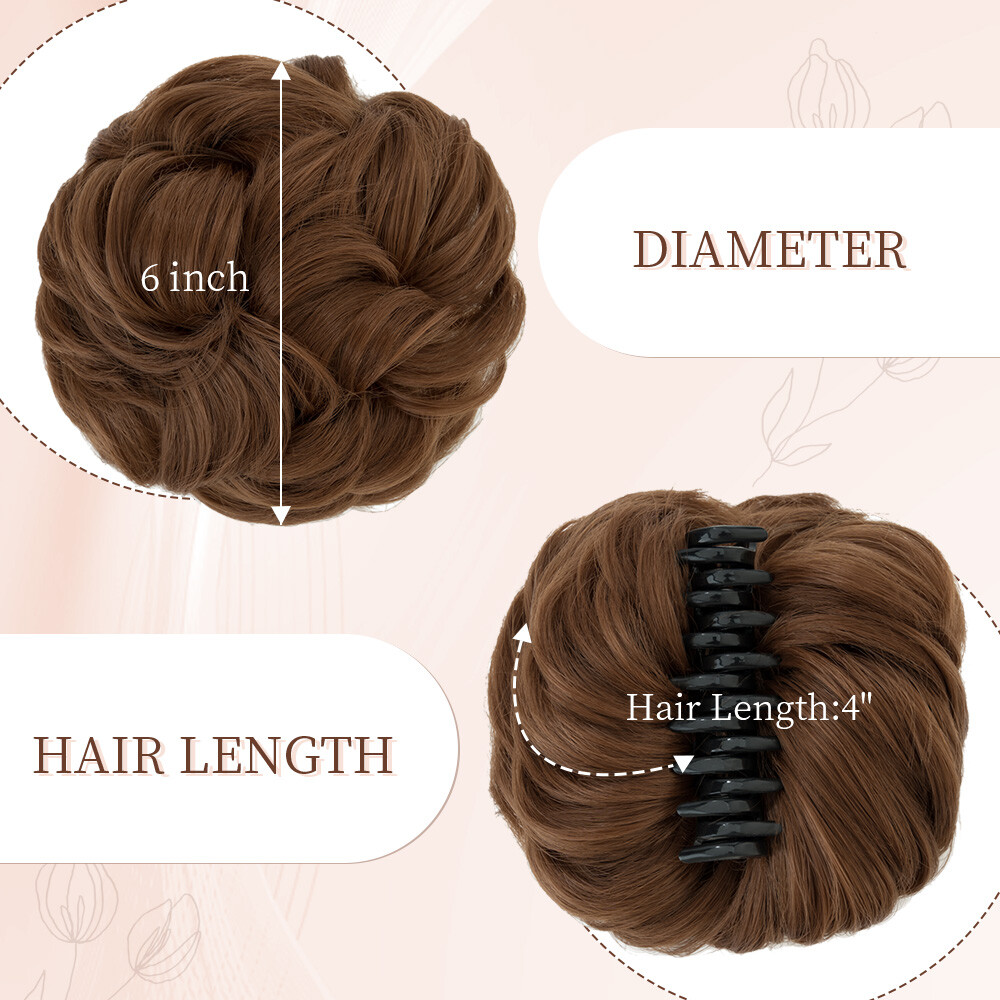 US Messy Curly Hair Buns Claw Clip Scrunchie Updo Hair Extension Clip in Chignon