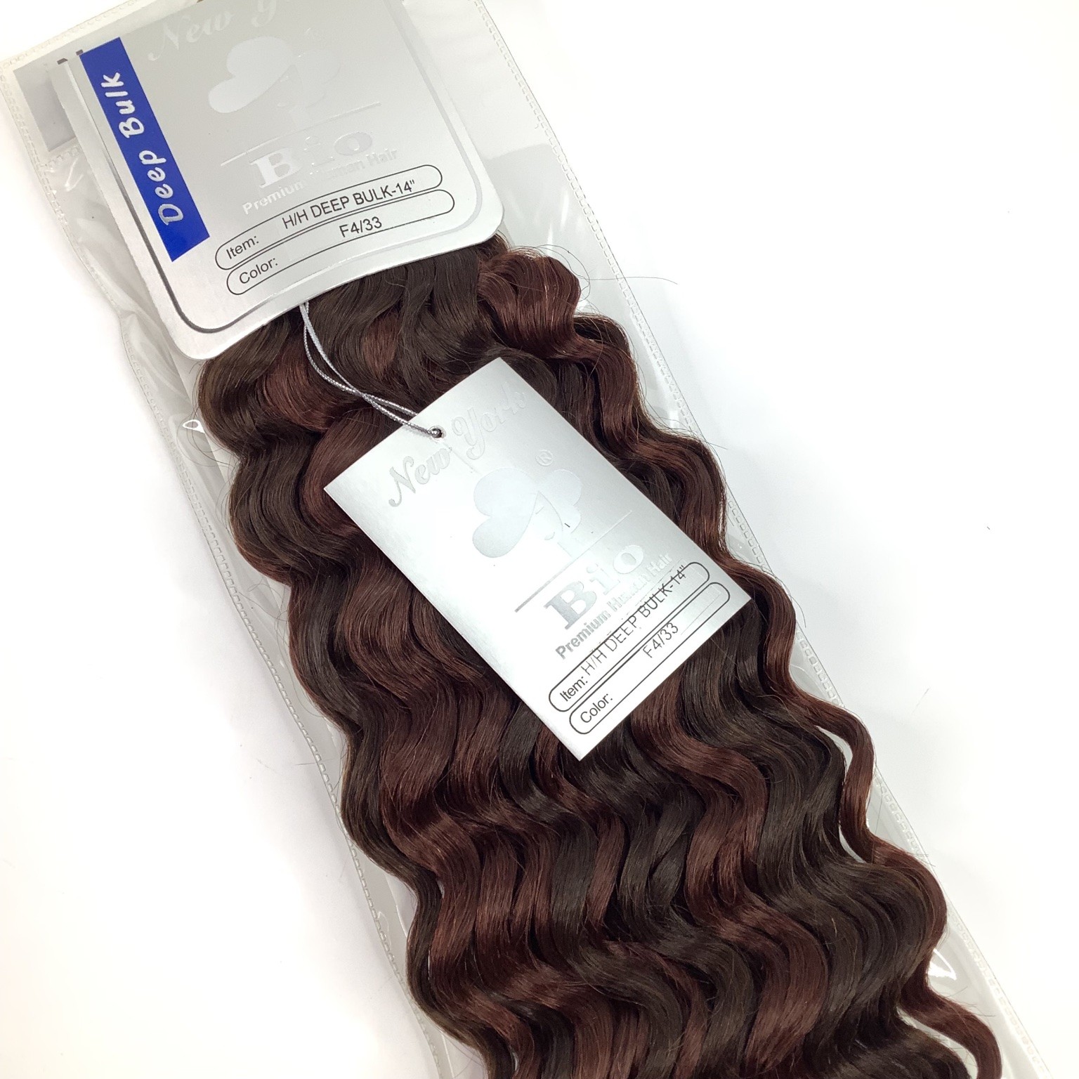 New York Bio H/H Deep Bulk Hair Extensions 14″ Color F4/33 Premium Human