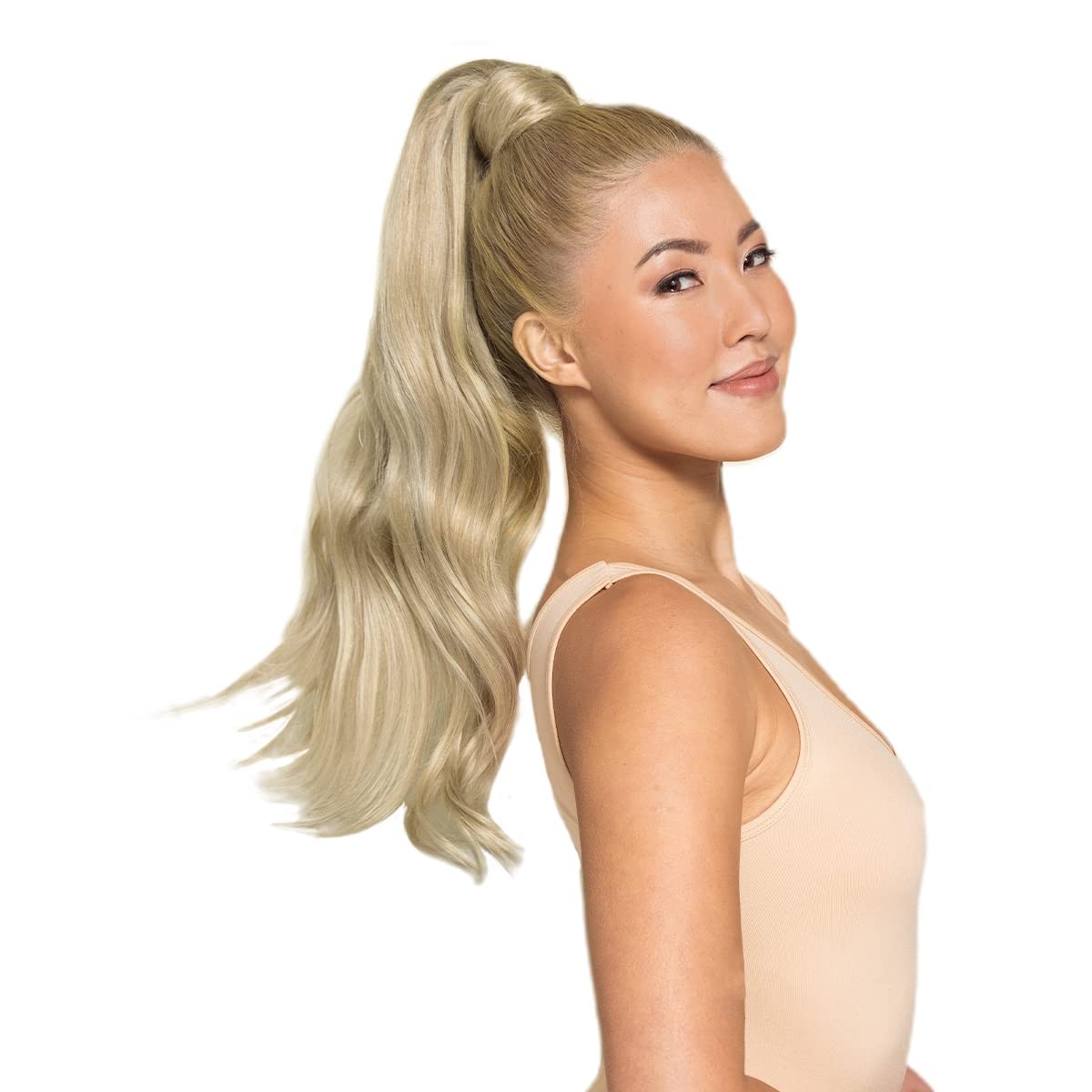 WENNALIFE 16″ 80g Remy Human Hair Ponytail Extension Light Golden Blonde Highlig