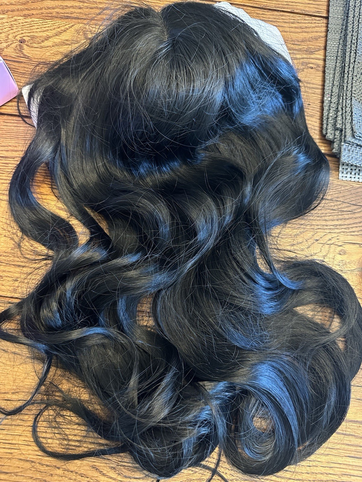 Long Natural Black Wavy Wig 1b# Black Curly Synthetic Center Part Wig Long 24 in