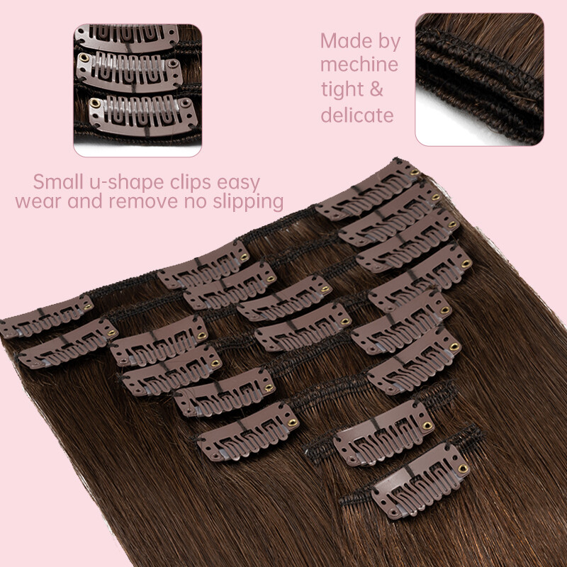 CLEARANCE Clip In Extensions 100% Remy Real Human Hair Full Head 8Pieces 18Clips