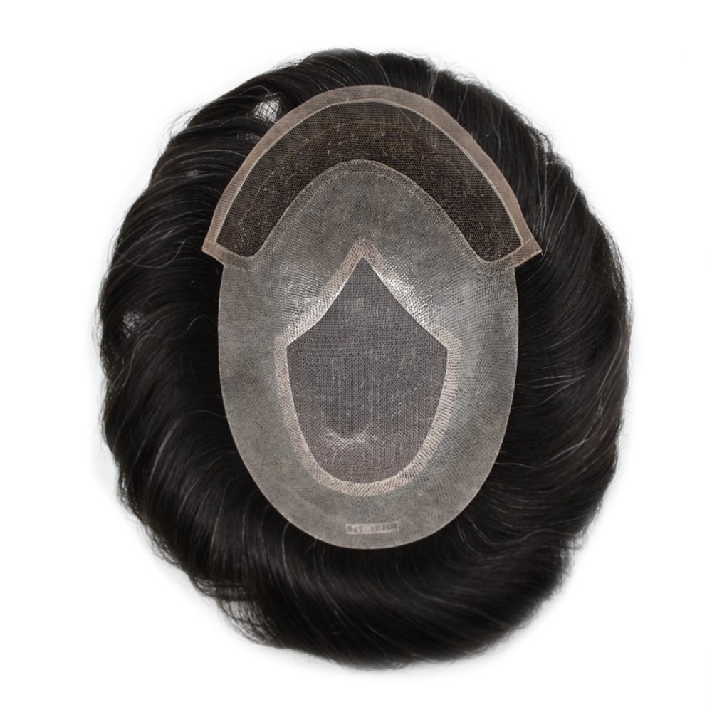 Mens Toupee Hair System Replacement French Lace Front Mono Mens Hairpiece Wig US