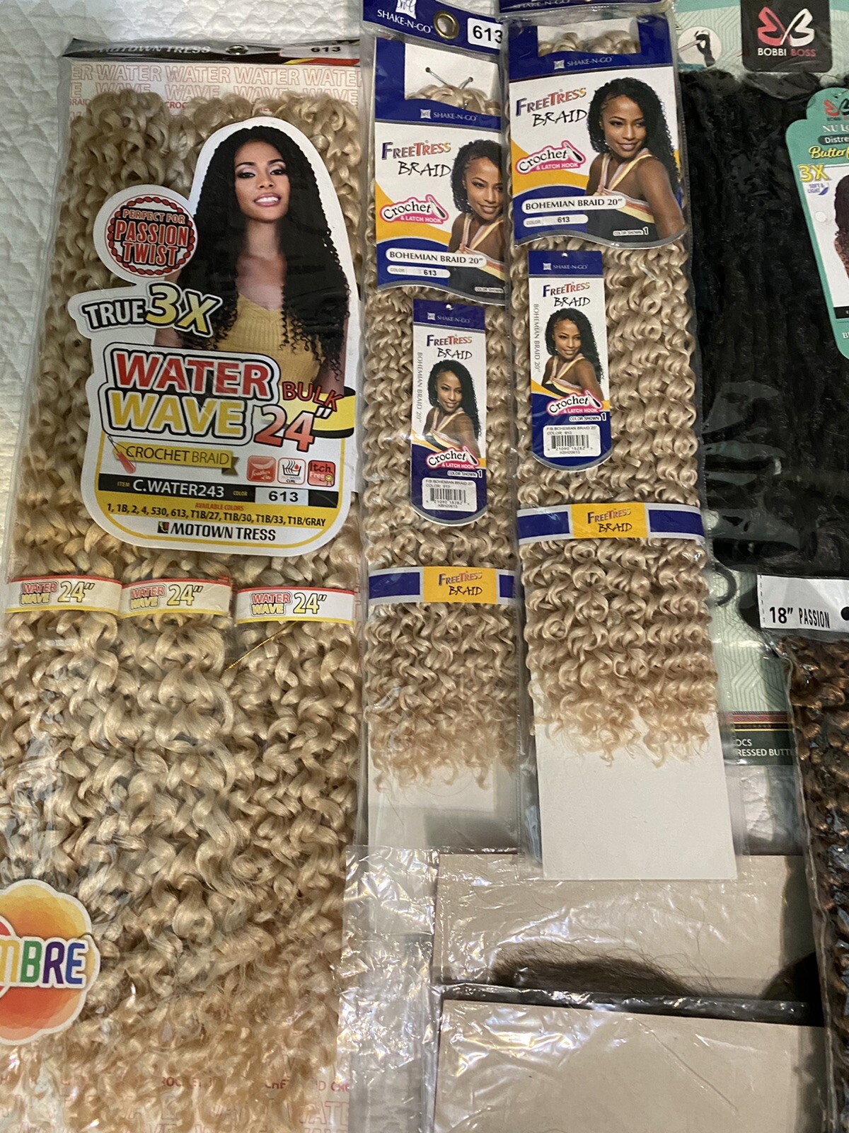 Lot Of 23 Pieces Water Wave Passion Twist Crochet Hair Extensions all colors