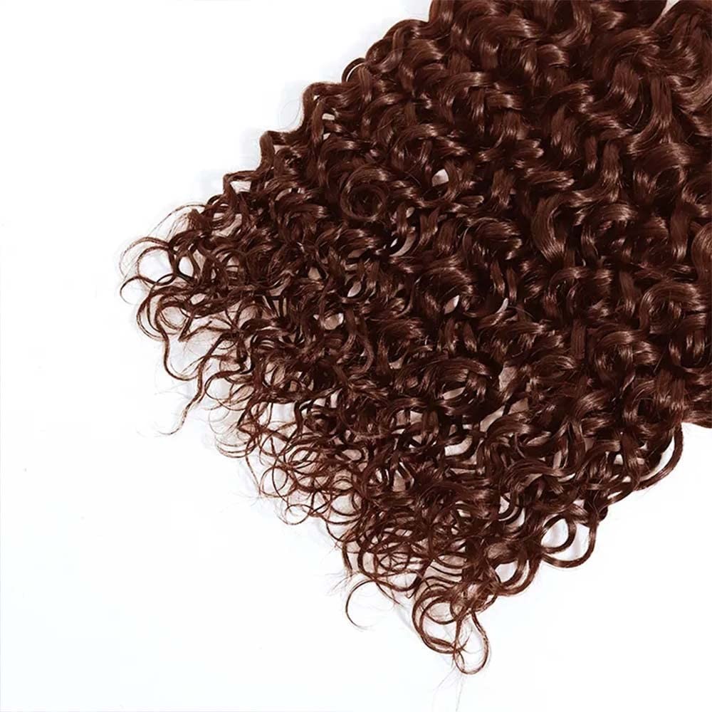 Mamart 30 32 34 Inch Chocolate Brown Bundles Water Wave Human Hair Dark Brown