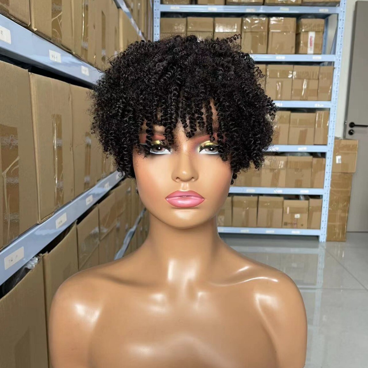 Human Hair Afro Kinky Curly Wig No Lace 100% Human Hair Wigs For Women