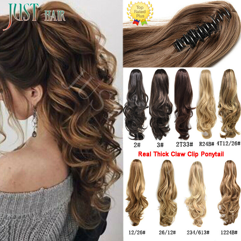 Real Thick Straight Claw Clip Ponytail Extension Long Wavy Pony Tail Hair Piece
