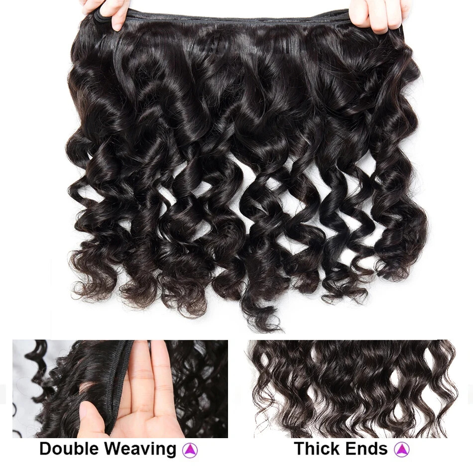 Loose Wave Double Weft 1 3 5 Human Hair Hair Curly 100% Human Hair Weave Bundle