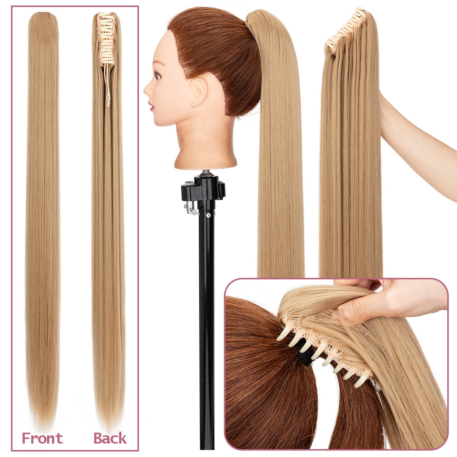 26″30″ Real Ponytail Claw Clip Hair Extension Pony Tail Thick Hairpiece As Human