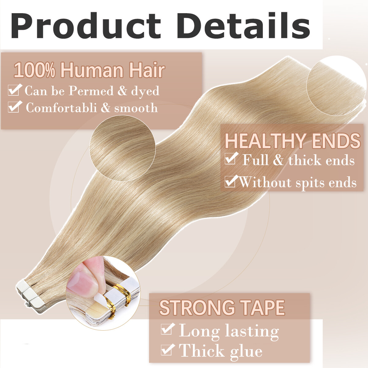 Invisible Tape In 100% Real Remy Human Hair Extensions Full Head Skin Weft Ombre