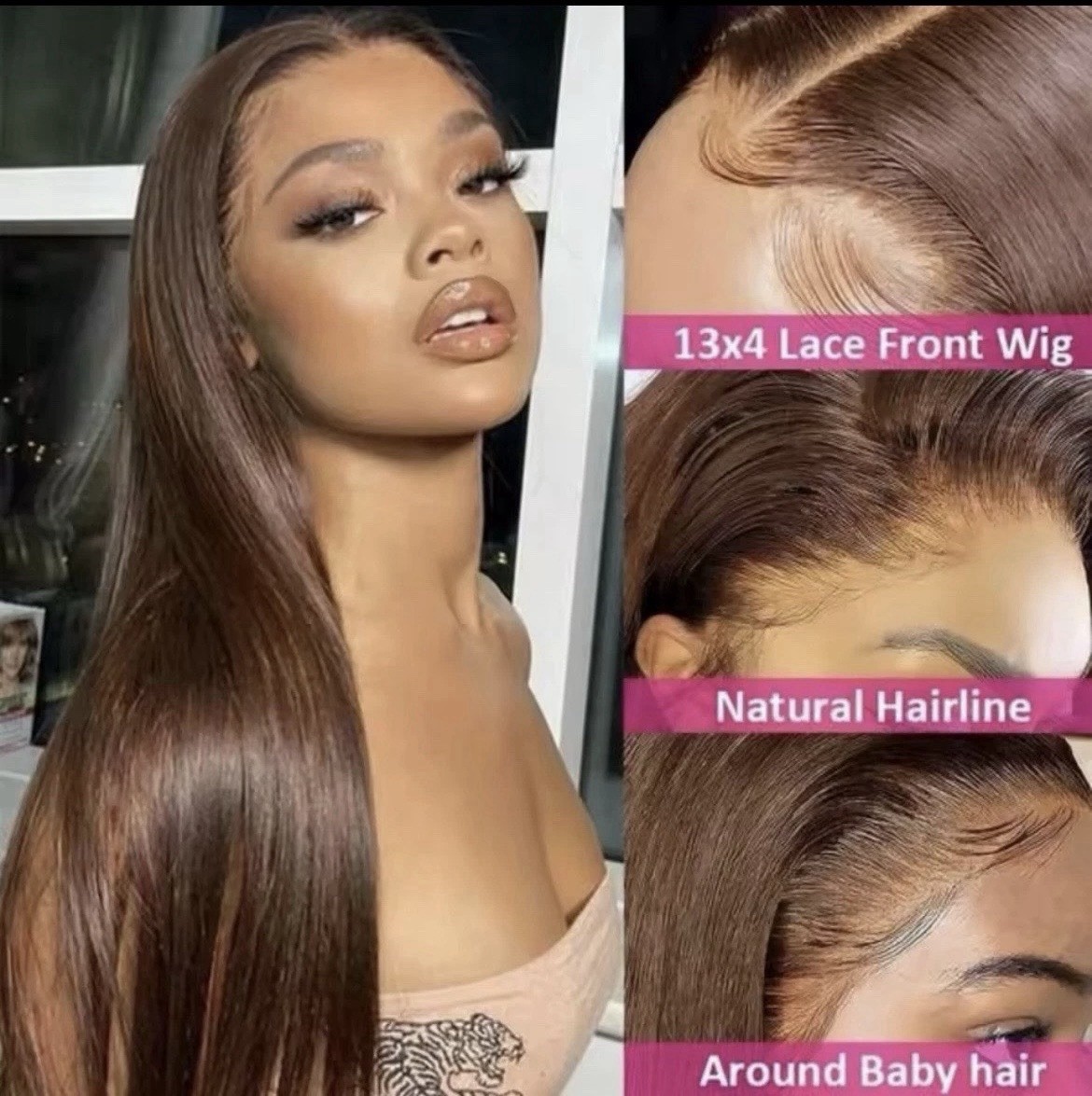 20 Inch Chocolate Brown 13×4 HD Transparent Straight Lace Front Wigs Human Hair