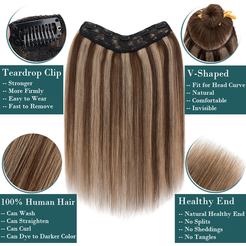 THICK Clip In One Piece 100% Remy Human Hair 3/4 Full Head U-Shape Extensions