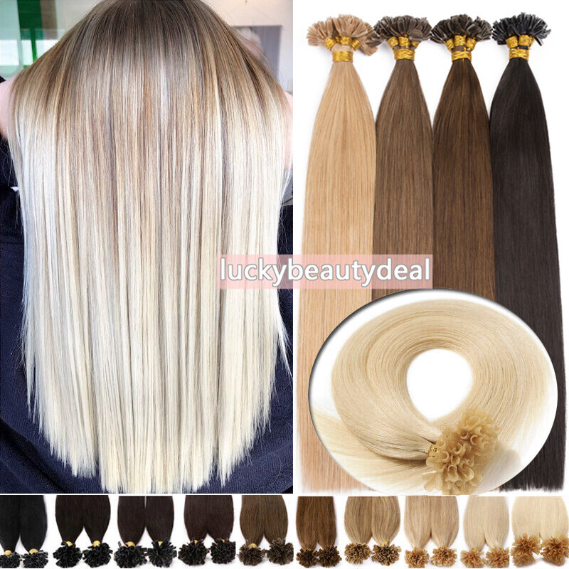 Pre-bonded Keratin U Tip Hair Extensions Real Human Hair Glue Fusion Nail Tip 1g