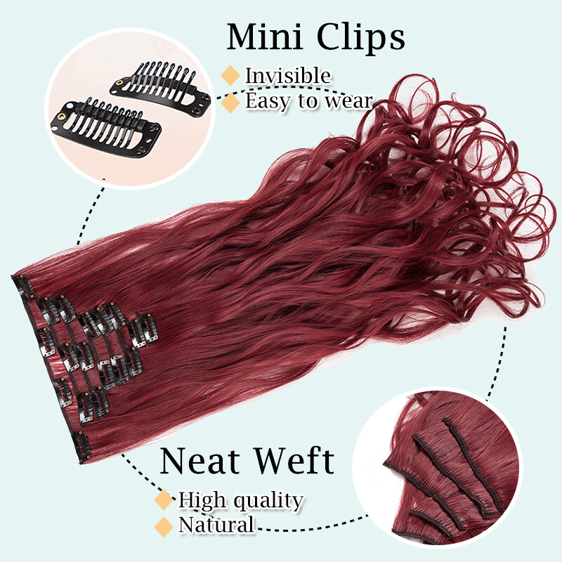 8 Pieces Thick Clip In Hair Extensions Long False Hair Piece Highlight Balayage