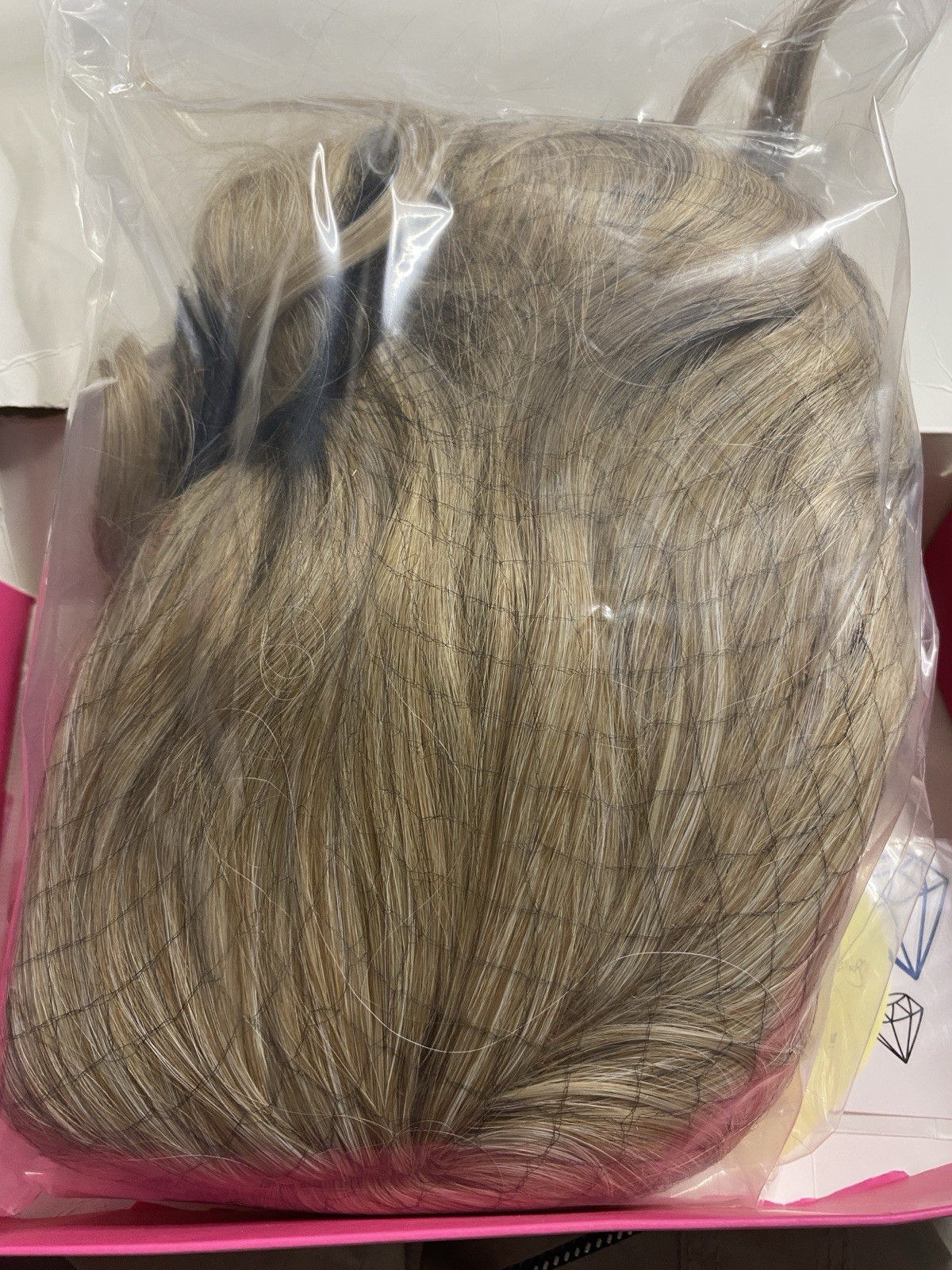 FAELBATY Blonde Wig Loose Wave Short Bob Colorful Wigs With Air Bangs