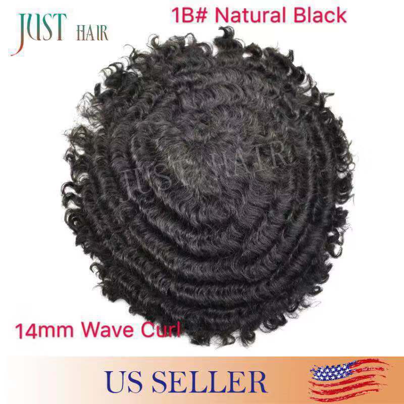 Hair Units for Black Men Thin Skin Afro Curly African American Toupee Hairpieces