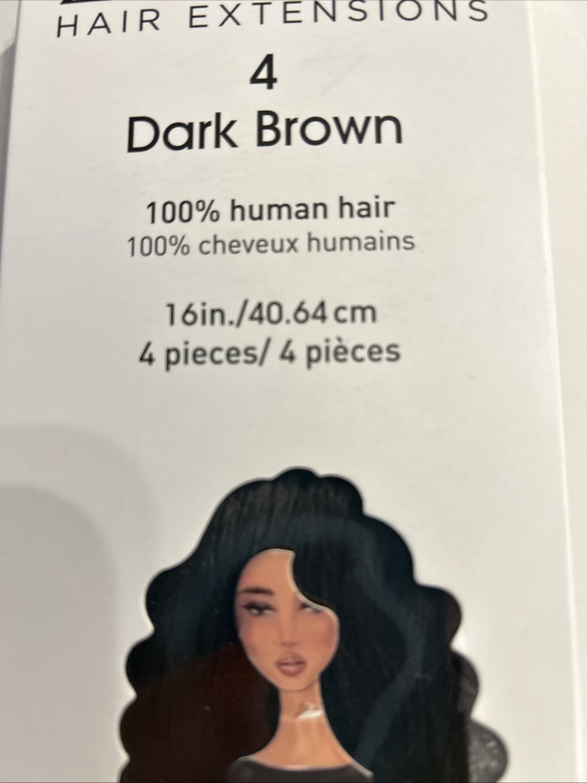 ZIPLOOKS Hair Extensions, 100% Human Hair #4 DARK BROWN 16 IN. 4 PIECE NIB