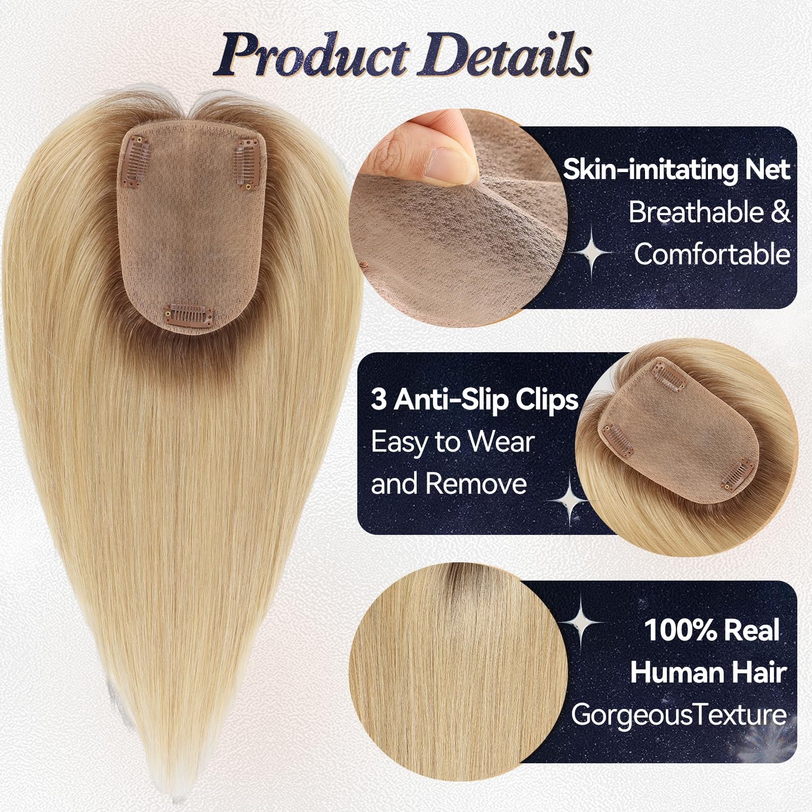 Starluck Human Hair Toppers For Women Real Human Hair Bangs 4 5.5 Inch Base 12