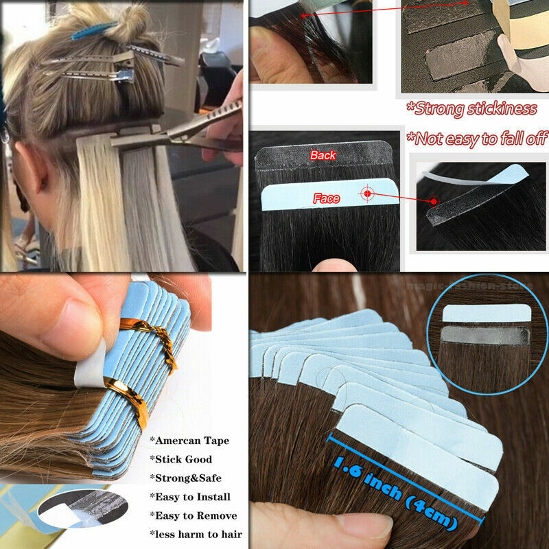 Invisible Tape in Remy Human Hair Extensions Double Sided Tape Skin Weft Hair US