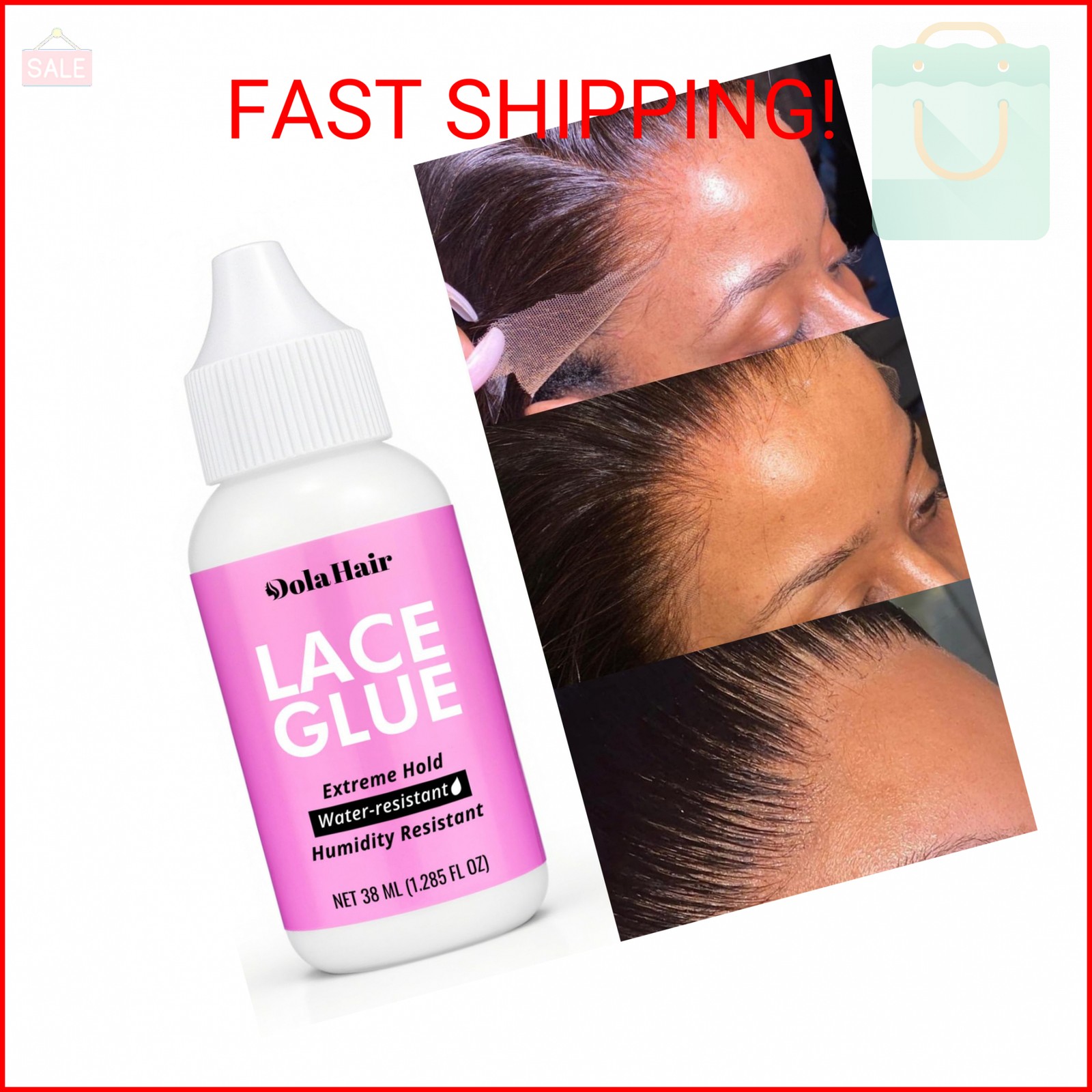 Dolahair Extreme Hold Lace Glue for Wigs, Waterproof, Invisible Bonding, 1.285 O