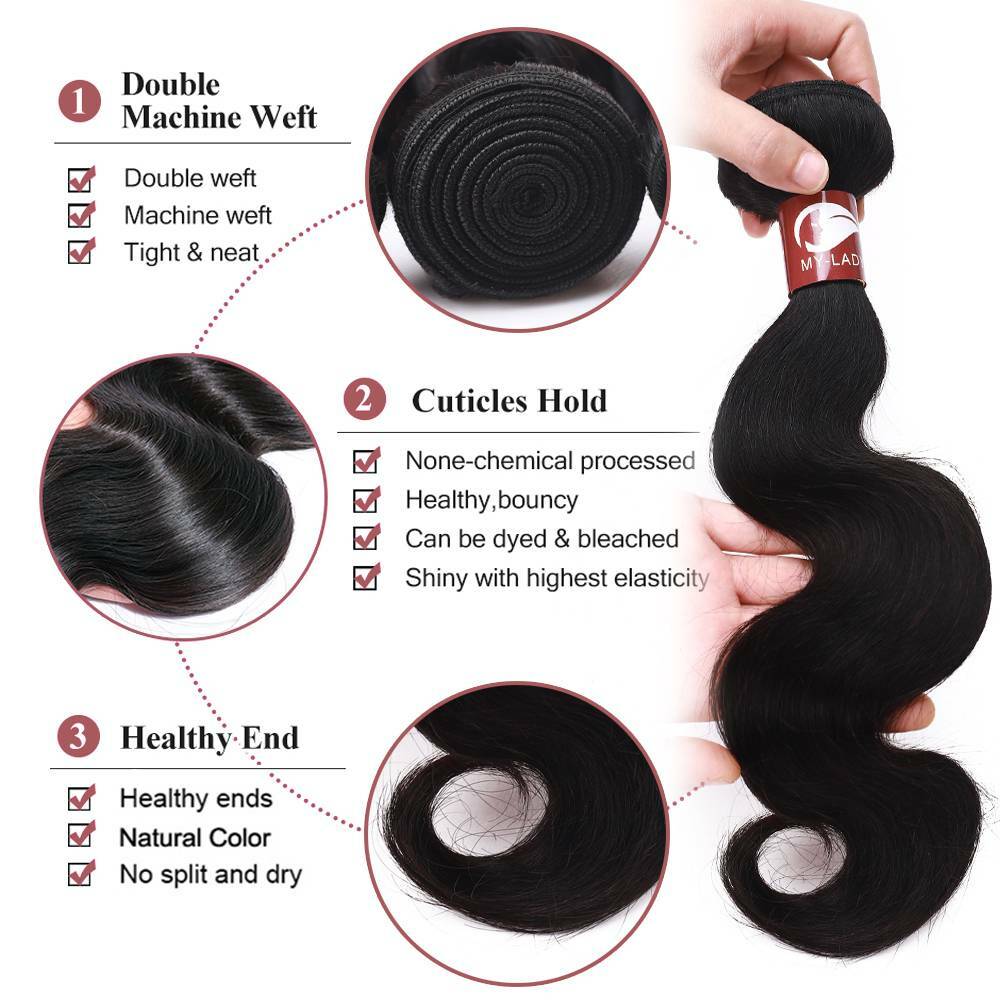 8-30 inch Sew In Malaysian Virgin Human Hair Extensions Weave Weft Body Wave US