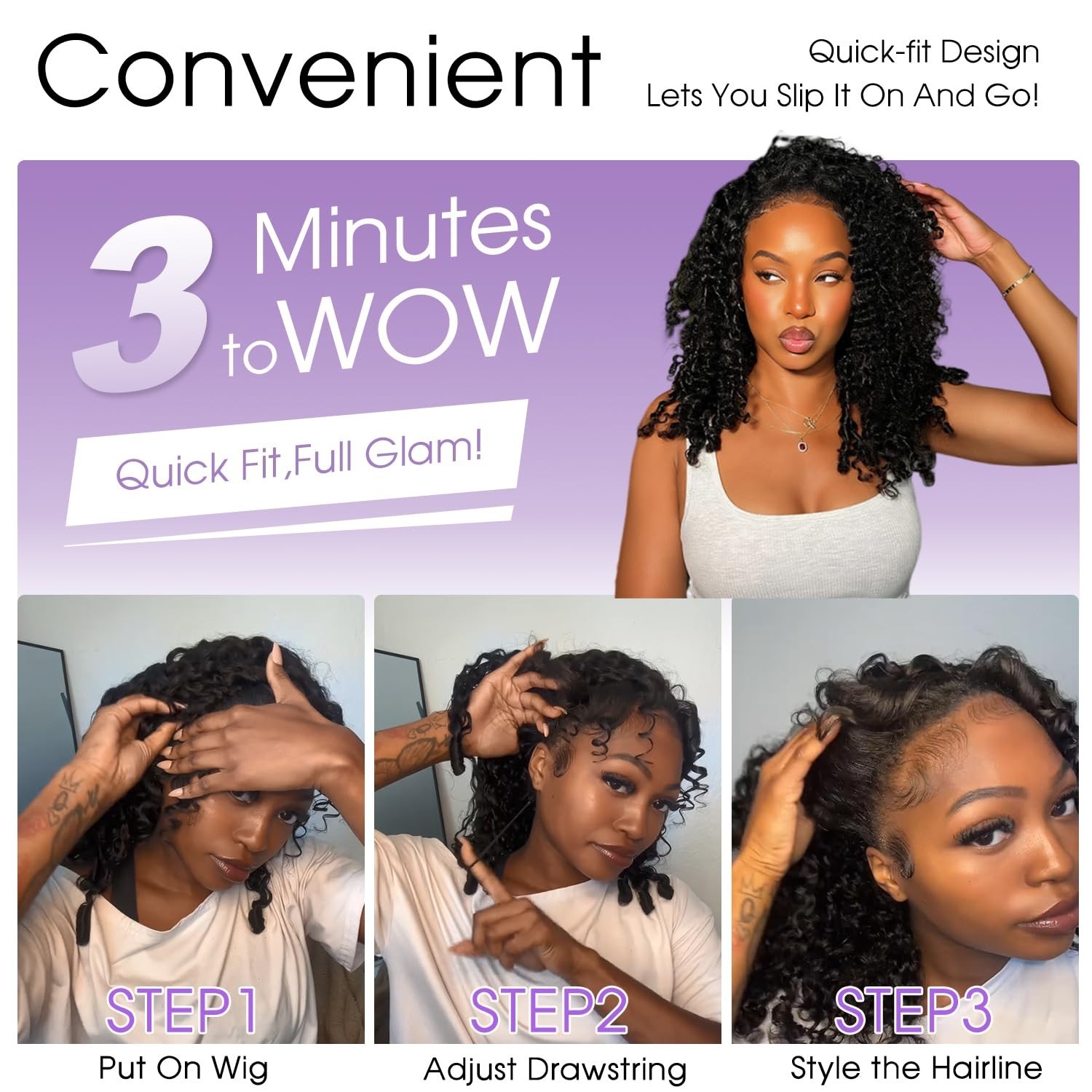 220% Density 20″ Curly Half Wigs – 100% Human Hair, Clip-In & Drawstring, Easy W