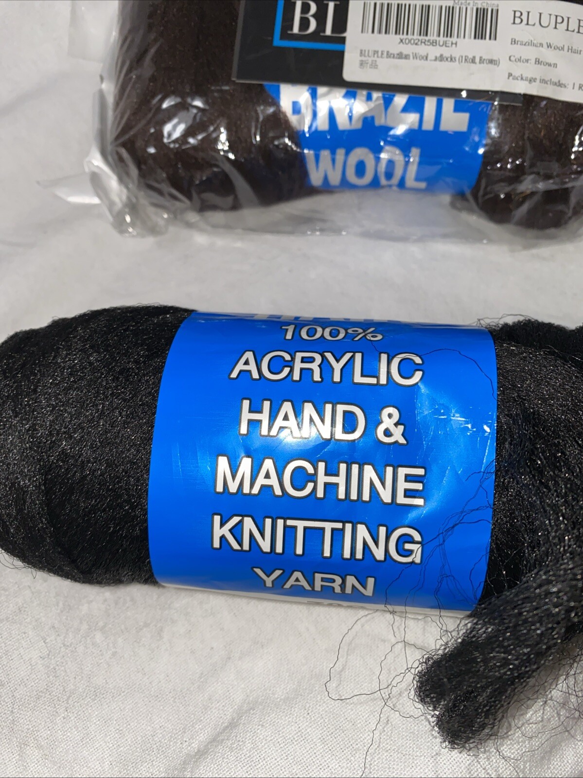 2 Rolls Brazil Brazilian Wool Hair Yarn for Braiding and Weaving 200G Brown/Blk