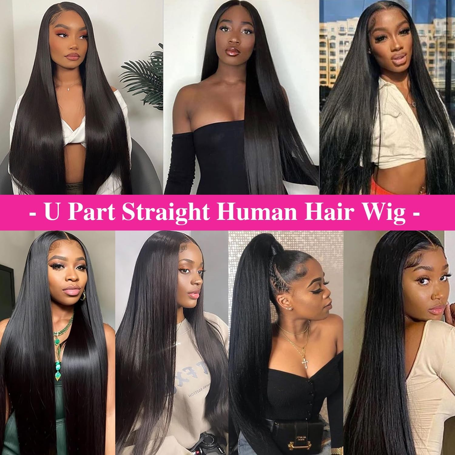 Brazilian Straight Virgin Human Hair U Part Wigs Wear to Go Glueless Hair Wigs
