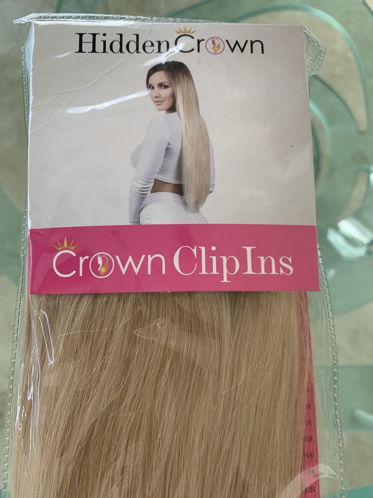 HIDDEN CROWN 18″ CLIP IN LIGHT BEIGE BLONDE HAIR #22 3 EXTENSIONS ORIGINAL NWT