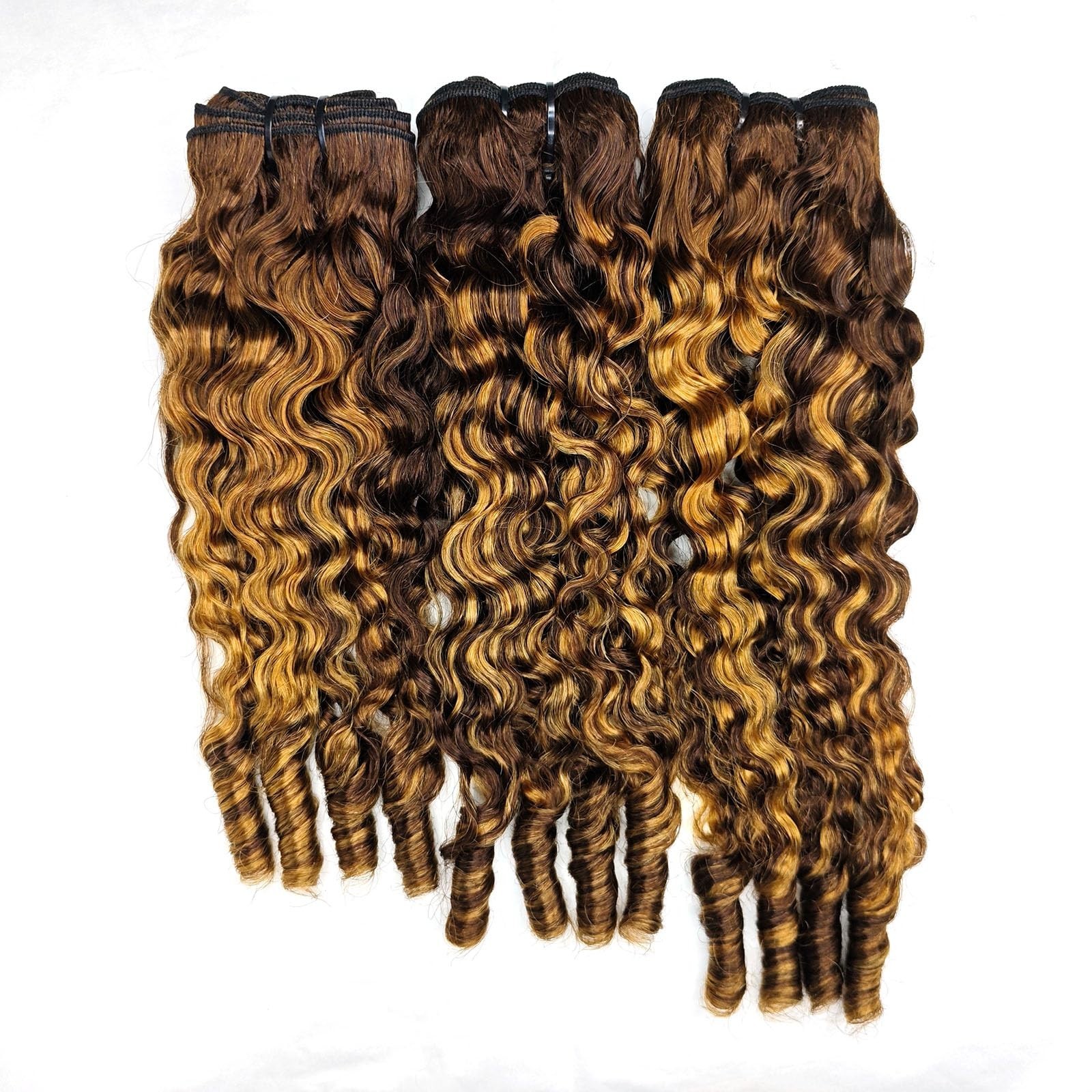 Burmese Curly Hair Bundles Water Wave 3C4A Quick Weave Honey Blonde Ombre 14-18