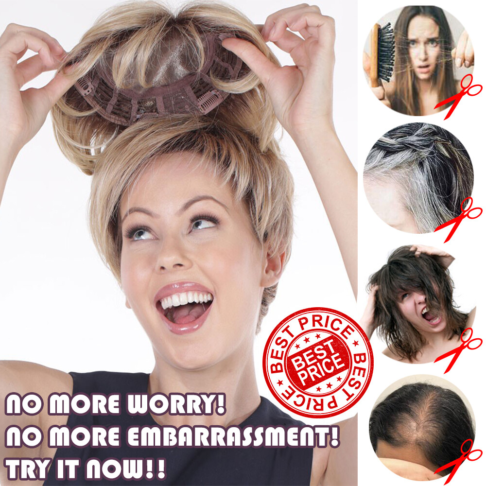 Topper Toupee Clip In Remy 100% Human Hair Lace Base Wiglet Hairpiece Hand-tied