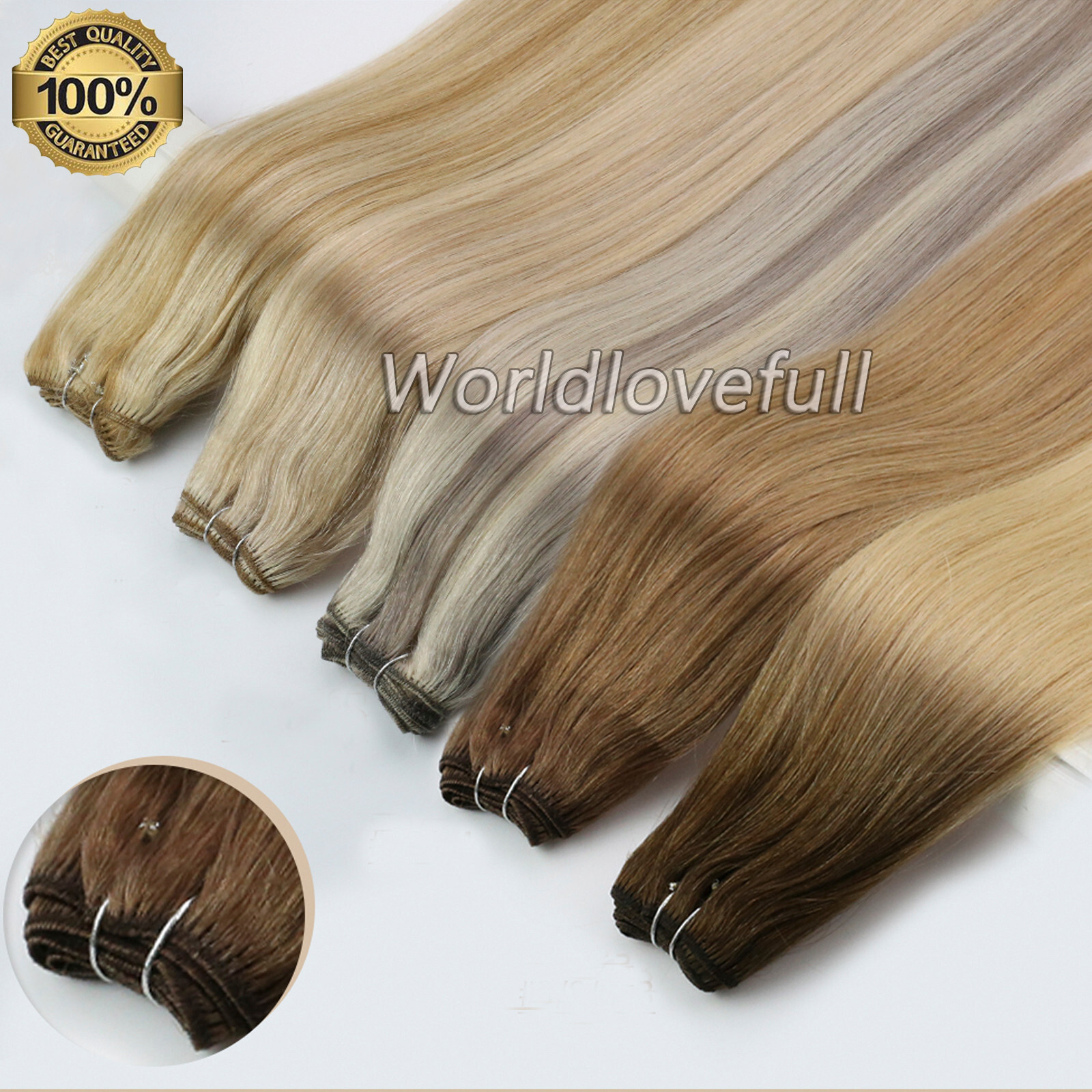 Weft Hair Extensions Sew In Weave Remy Russian Smooth Straight Hair 16-26″ 100g