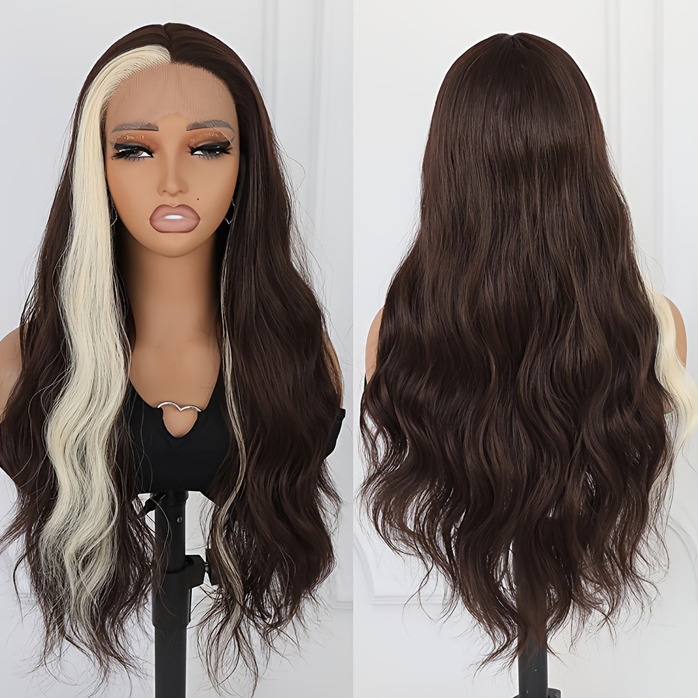 Brown Color Hair Blonde Highlights Lace Front Wig Pre Plucked Hairline Body Wave