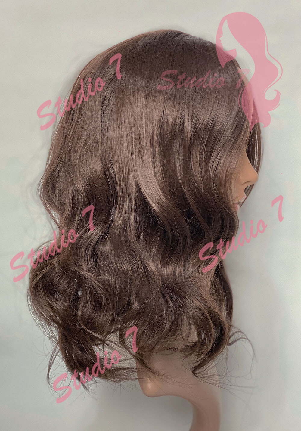 W89 Chocolate Brown Middle Parting Mid Length Slight Waves Wig studio7-uk